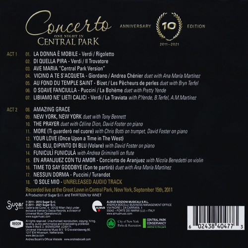 Andrea Bocelli - Concerto One Night in Central Park (CD)