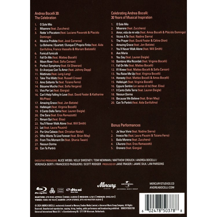 Andrea Bocelli - The Celebration 30th Anniversary (Blu-ray)