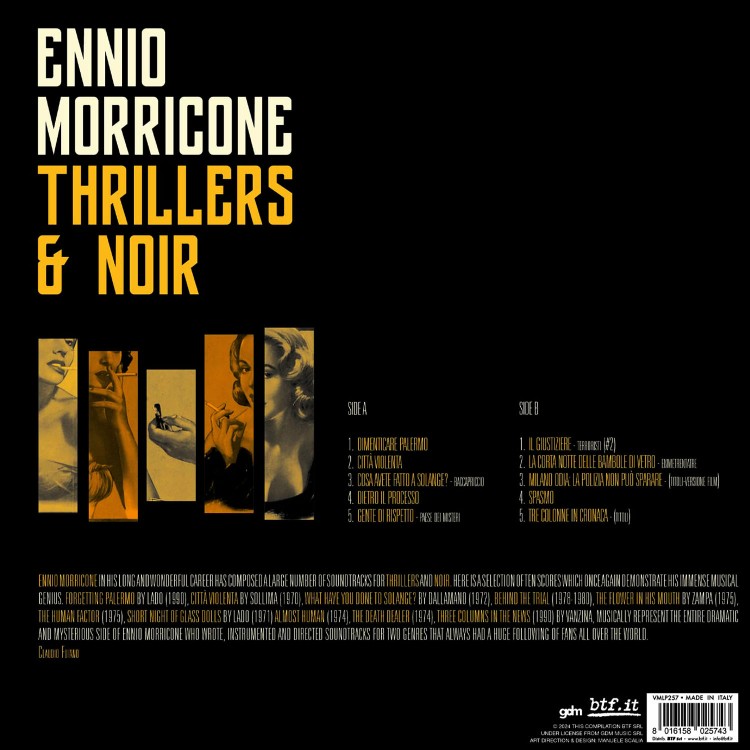 Ennio Morricone - Thrillers & Noir (Áttetsző sárga - LP)