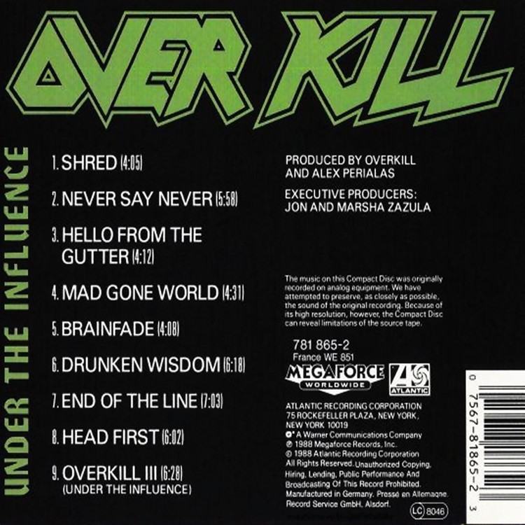 Overkill - Under The Influence (CD) Overkill - Under The Influence (CD)