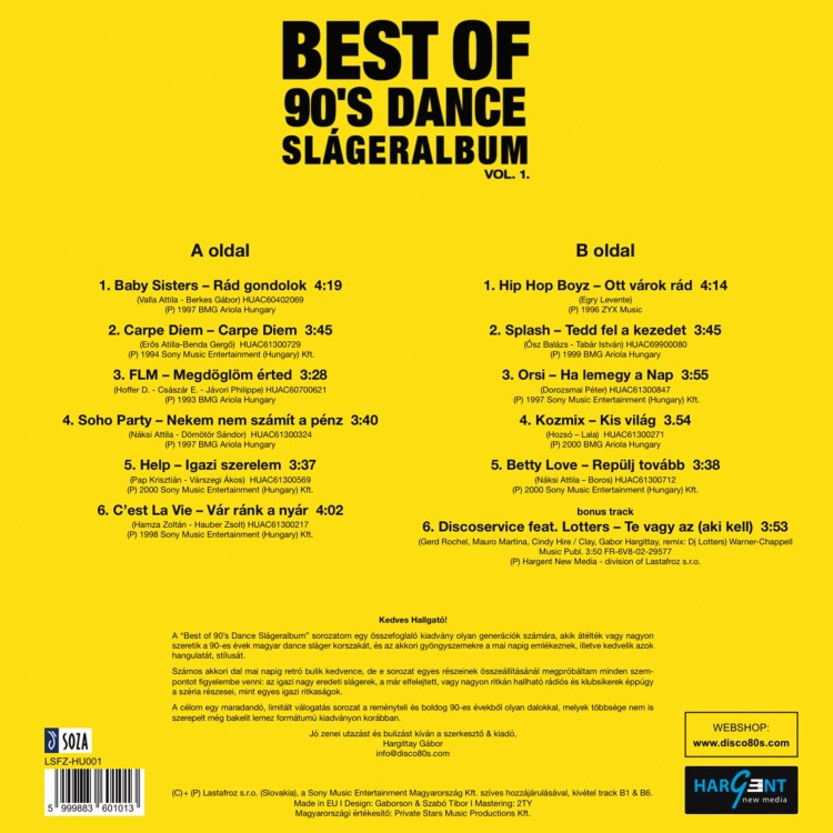 Válogatás - Best of 90's dance slágeralbum (LP)
