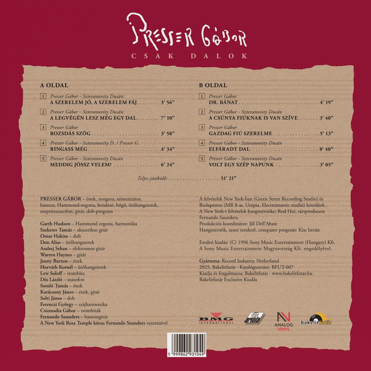 Presser Gábor - Csak dalok (LP)