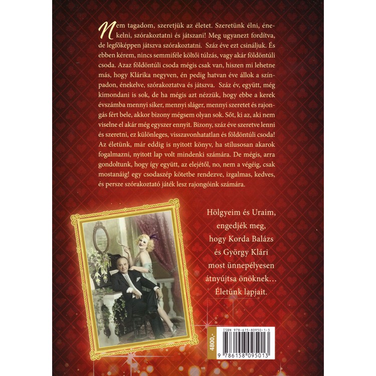 Erdős László - Korda György, Balázs Klári - Életünk lapjai [1 pakli 52 lap 100 év] (könyv)