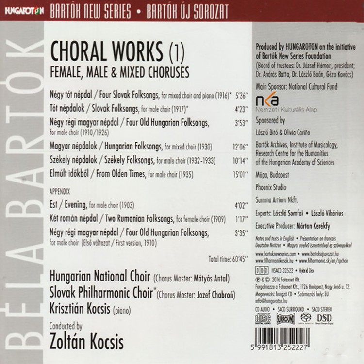 Bartók Béla - Choral Works [Female, Male & Mixed Choruses] (SACD)