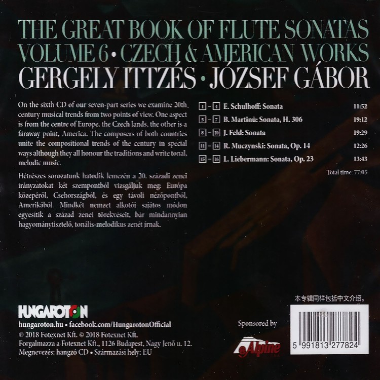 Ittzés Gergely - The Great Book Of Flutes sonatas [Volume 6 -Czech & American Works] (CD)