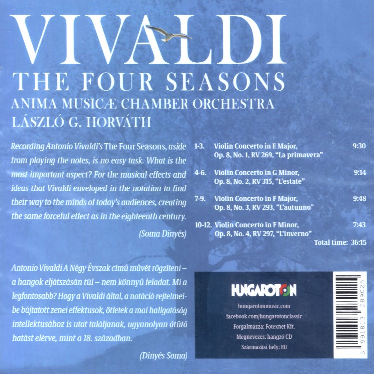 Anima Musicæ Kamarazenekar - László G. Horváth: Vivaldi - The Four Seasons (CD)