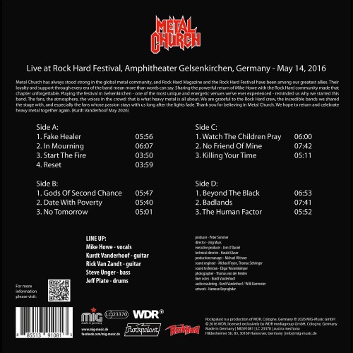 Metal Church - Live at Rock Hard 2016 (2LP)