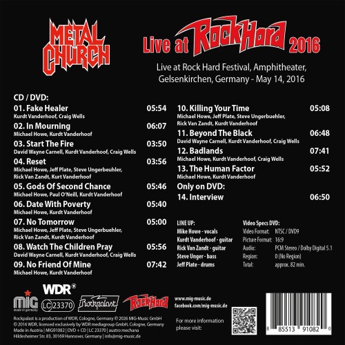Metal Church - Live at Rock Hard 2016 (CD+DVD)
